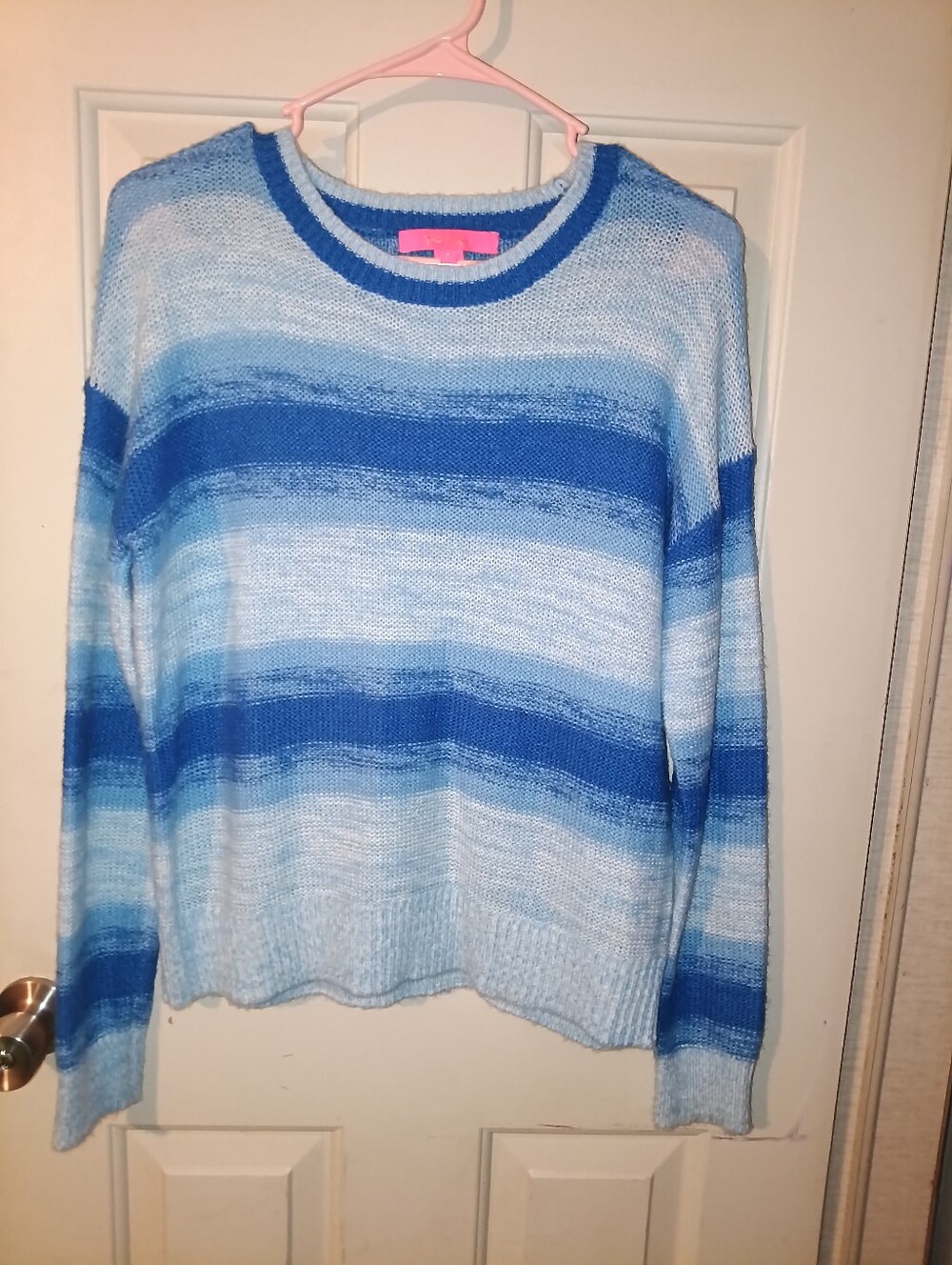 Lilly Pulitzer Blue\white Ombre Striped Crewneck Sweater Small